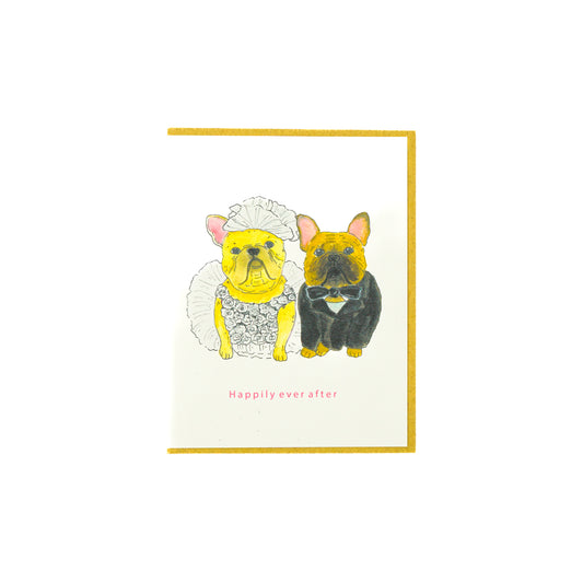 'Happily Ever After Frenchie Wedding' Greeting Card
