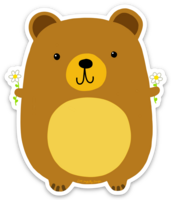 Bear Loves Daisies Sticker